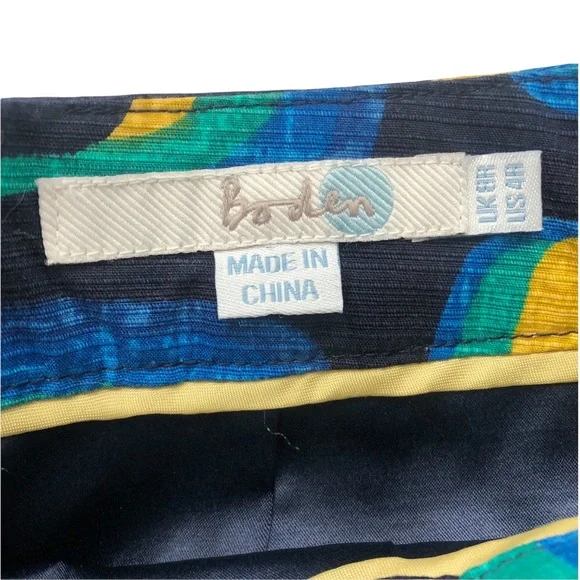 New Boden Blue Geometric Cotton Pencil Skirt 4 - Picture 3 of 6